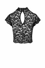 Топ Noir Handmade F303 Essence, S, black, мереживний, короткий рукав, комір-стійка