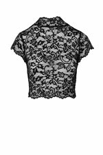 Топ Noir Handmade F303 Essence, 3XL, black, мереживний, короткий рукав, комір-стійка