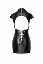 Сукня Noir Handmade F309 Fantasy, XXL, black, міні, під латекс, короткий рукав, шнурівка ззаду