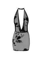 Сукня Noir Handmade F313 Mythos, L, black, прозора, міні, відкрита спина, декор зі стразів