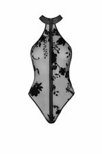 Боді Noir Handmade F314 Ego, L, black, сітка, халтер, високі вирізи, блискавка по всій довжині