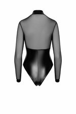Боді Noir Handmade F321 Edge, M, низ під латекс, верх сітка, блискавка на все тіло, декор кільця