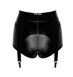 Шортики Noir Handmade F325 Glam, XXL, black, вініл, висока талія, кріплення для панчіх, з доступом