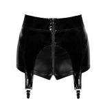 Шортики Noir Handmade F325 Glam, 3XL, black, вініл, висока талія, кріплення для панчіх, з доступом