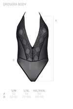 Боді Passion DROSERA BODY black, L/XL, високі вирізи, верх на зав’язках
