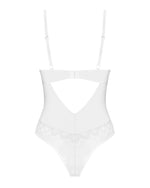 Боді Obsessive Alissium Teddy White, XS/S, ліф з м’якою чашкою, високі вирізи для ніг
