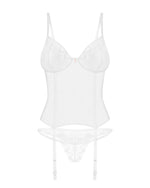 Корсет Obsessive Alissium corset&thong, M/L гнучкі кісточки, відкрита спина, стрінги в комплекті