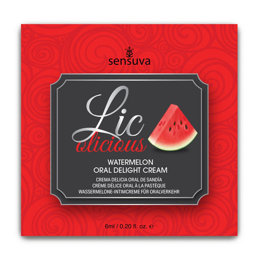 Пробник гелю для мінету Sensuva Lic-o-licious Watermelon, оліїстий, без цукру