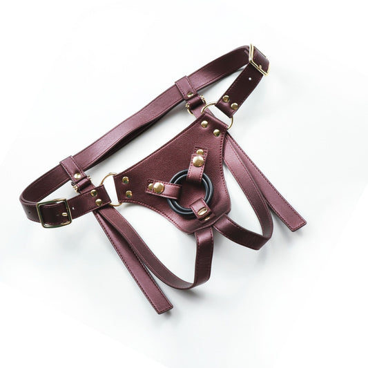 Трусики для страпона Strap-On-Me Harness Generous Blue, One Size, штучна шкіра, регульовані ремені, змінні кріплення для дилдо