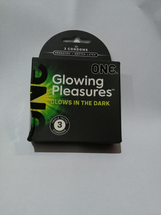 Презервативи ONE Glowing Pleasures, 3 шт, світяться в темряві (м'яте паковання!!!)