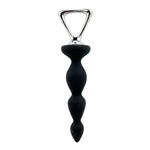 Анальний ланцюжок Adrien Lastic Arrow II, чорний, силіконовий, гнучкий, з металевою ручкою, діаметр 3,2 см