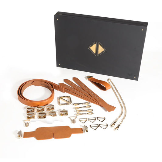БДСМ-набір LOCKINK Bondage & Restraint Set, коричневий, натуральна шкіра, фіксатори, маска, кляп