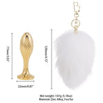 Металева анальна пробка — кролячий хвіст LOCKINK SEVANDA White Bunny-Tail Anal Pear-shape Plug
