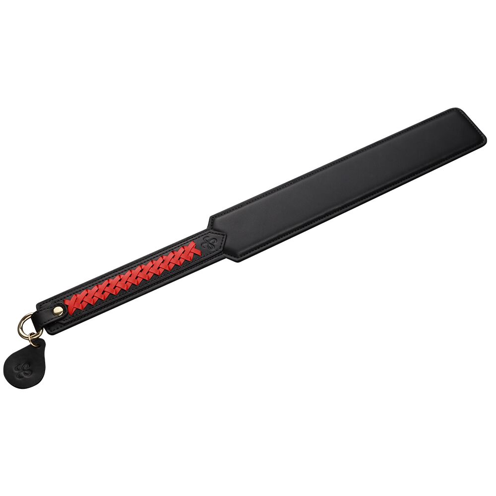 Паддл LOCKINK SEVANDA Braided-handle Spanking Paddle, чорно-червоний, гладенький, з плетінням на ручці