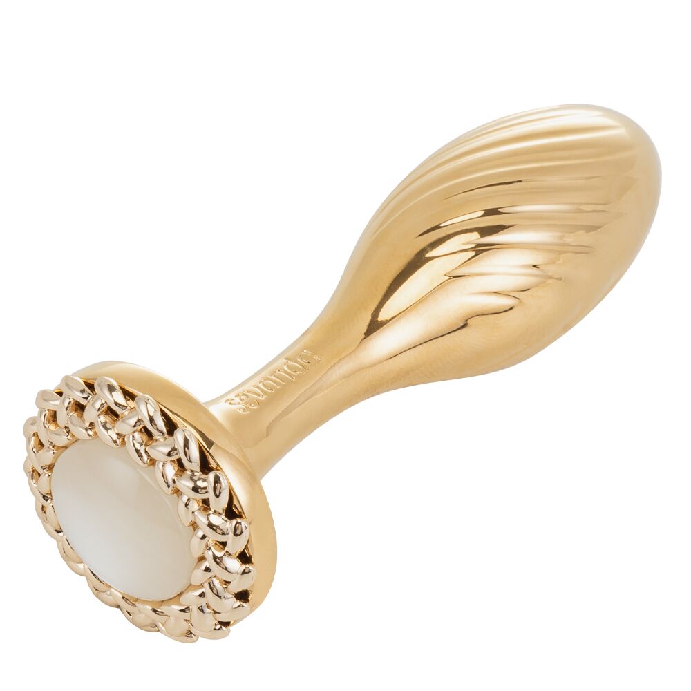Металева анальна пробка LOCKINK SEVANDA Pearl Pear-shape Anal Plug, зі штучною перлиною