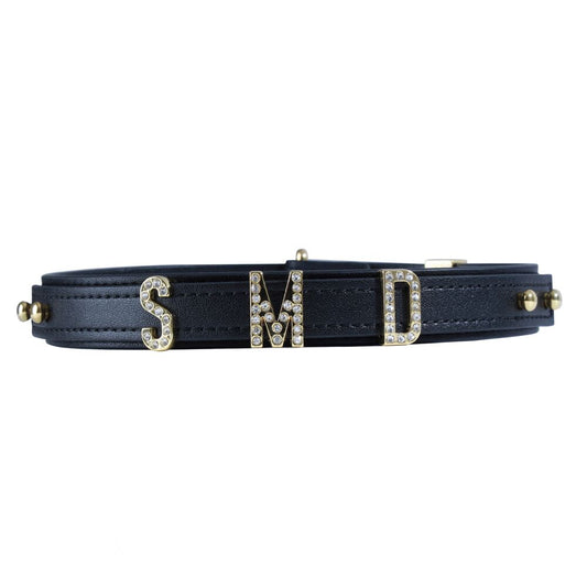 Нашийник LOCKINK Dark DIY Alphabet Collar, чорний, штучна шкіра, букви зі стразами