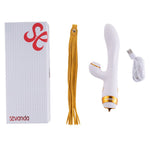 Вібратор-кролик з пульсацією та флогером LOCKINK SEVANDA Whip Vibrating Massage Wand, біло-золотий