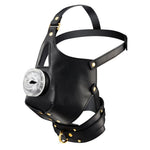 Маска-збруя для мінету з повідцем LOCKINK SEVANDA Blowjob Head Muzzle with Leash, чорна
