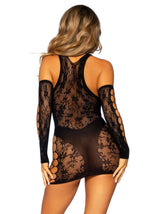 Мінісукня Leg Avenue Mini dress and matching gloves, One Size, чорна, мітенки в комплекті