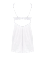 Сорочка Obsessive Amor Blanco underwire chemise & thong,L/XL, біла, мереживний ліф, стрінги в наборі