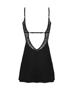 Сорочка Obsessive Bellastia chemise & thong, XS/S, непрозора, фігурне декольте, стрінги в наборі