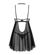 Бебі-дол Obsessive Donarella babydoll & thong, XS/S, мереживний ліф, чокер та стрінги в комплекті