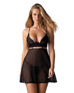 Бебі-дол Obsessive Nutris babydoll & thong, XS/S, імітація ліфа та спіднички, стрінги в комплекті