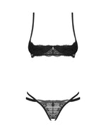 Комплект Obsessive Nutris 2-pcs crotchless set, XL/2XL, ліф з відкритими чашками, трусики з доступом