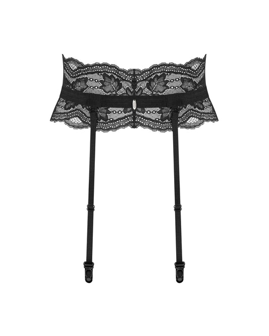 Пояс для панчіх Obsessive Nutris garter belt, XS/S, мереживний, з довгими пажами