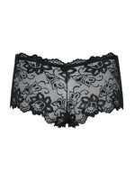 Трусики-шортики Obsessive Idillia shorties, L/XL, чорні, мереживні, з низькою посадкою