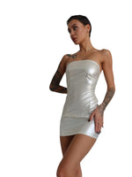 Мінісукня D&A, L, white, nylon-lycra відкриті плечі з блискавкою на всю довжину