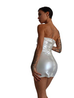 Мінісукня D&A, L, white, nylon-lycra відкриті плечі з блискавкою на всю довжину