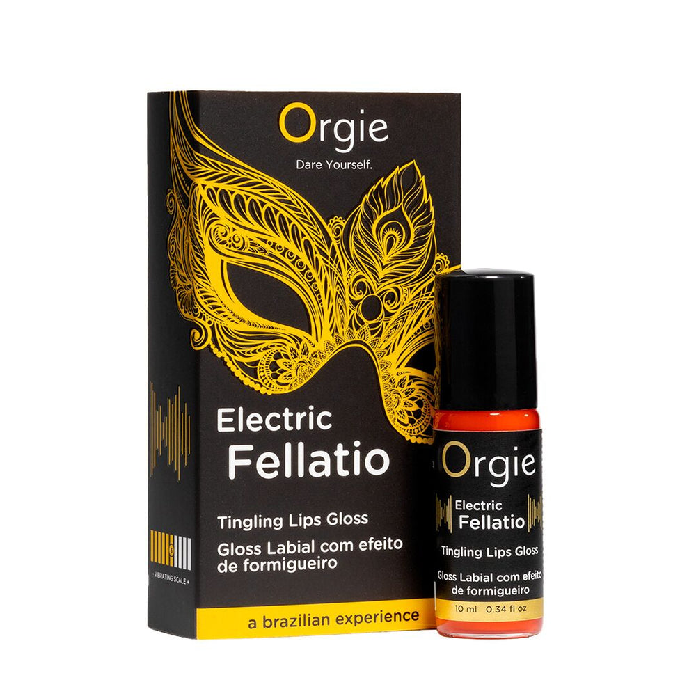 Блиск для губ з ефектом вібрації Orgie Electric Fellatio Lips Gloss,, смак фруктового асорті