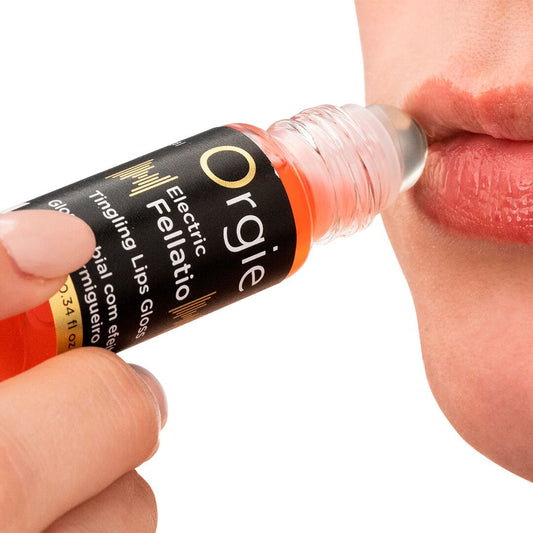 Блиск для губ з ефектом вібрації Orgie Electric Fellatio Lips Gloss,, смак фруктового асорті