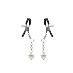 Затискачі для сосків із сердечком Liebe Seele Glow-in-dark Nipple Clamps Green, світяться в темряві