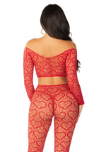 Комплект Leg Avenue Off The Shoulder Top and Footless Tights One Size, Red
