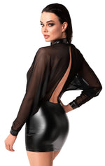 Сукня Noir Handmade F348 Powerwetlook and tulle dress - 6XL