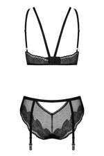 Комплект Obsessive Allastia 2-pcs set black L/XL, регульовані бретелі, багаторівнева застібка