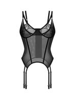 Корсет Obsessive Arrowel Black corset L/XL, з підв’язками для панчіх