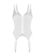 Корсет Obsessive Arrowel White corset 2XL/3XL, з підв’язками для панчіх