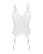 Корсет Obsessive Arrowel White corset 2XL/3XL, з підв’язками для панчіх