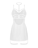 Бебі-дол Obsessive Arrowel White chemise S/M, з декоративним чокером та гартерами