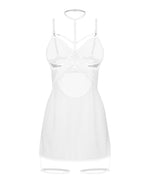 Бебі-дол Obsessive Arrowel White chemise 2XL/3XL, з декоративним чокером та гартерами
