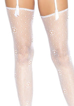 Панчохи Leg Avenue Daisy Dot Fishnet Stockings One Size White
