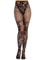 Колготки Leg Avenue Dahlia Lace Tights with Net Thigh Detail One Size