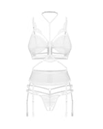 Комплект Obsessive Premisis White 3-pcs crotchless set L/XL