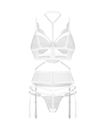 Комплект Obsessive Premisis White 3-pcs crotchless set 2XL/3X