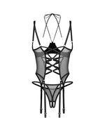 Корсет Obsessive Dominna cupless corset & crotchless thong L/XL