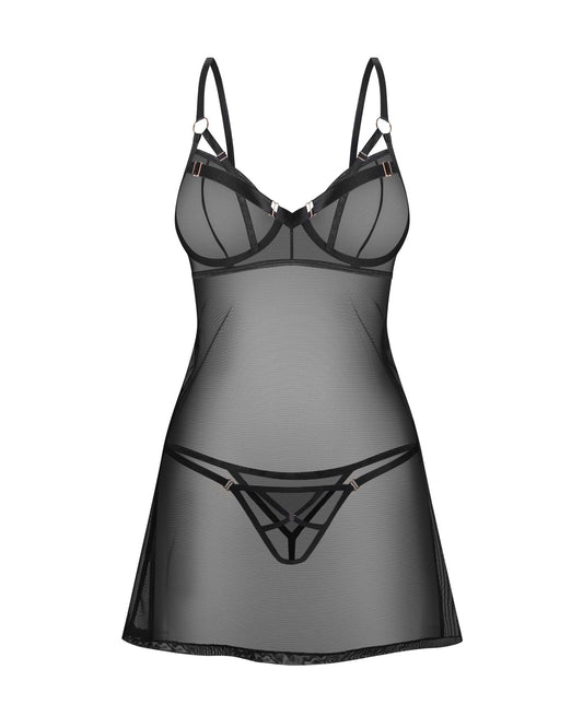 Сорочка Obsessive Euridia chemise & tanga XL/2XL
