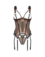 Корсет Obsessive Soranna cupless corset & crotchless thong 2XL/3XL